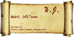 Wohl János névjegykártya